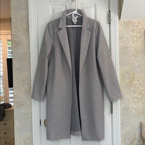Joie Heather Gray Polyester Blend Open Longline Notched Collar Coat. EUC